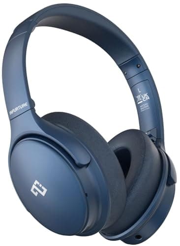 INFURTURE Auriculares Inalámbricos Bluetooth, hasta 90 Horas de Autonomía con Carga Rápida y Estilo Diadema,Regalos para Hombres, Mujeres,Adolescentes,Yoga,Entrenamiento,Fitness,Relax,Viajes - Azul