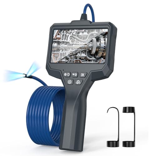 TURNRISE Endoscopio Camara de Inspeccion Doble Lente Cámara Endoscópica 4,3'' Pantalla IPS 1920P HD Endoscopio 2,5M Boroscopio con 7 Luces LED Camara Endoscopica IP67 Camara Inspeccion