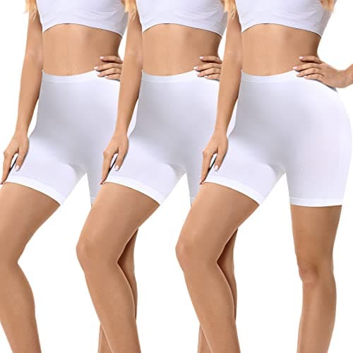 FALARY 3 Piezas Bragas Leggings Mujeres Blanco S Cortos Boxer Shorts Bragas Pantalones Anti Fricción Pantalones Cortos de Seguridad