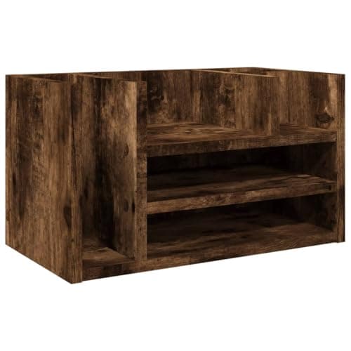 vidaXL Organizador escritorio madera roble ahumado 44,5x24x25 cm, almacenamiento de escritorio, organizador de papelería, estante de almacenamiento de escritorio