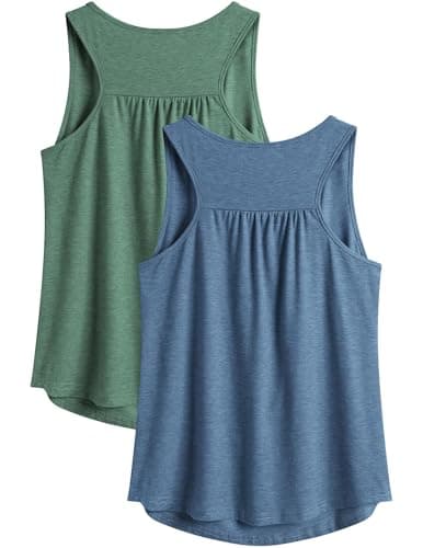 PINSPARK Camiseta Deportiva Sin Mangas para Mujer, Camisetas Sin Mangas para Entrenamiento, Espalda Cruzada, Camisetas Ligeras, Camiseta para Correr De Verano, Paquete de 2