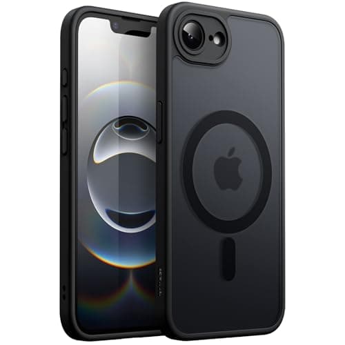 JETech Funda Magnética para iPhone 17e (2026) / iPhone 16e Compatible con MagSafe, Carcasa Respaldo Translúcida Mate Slim Antigolpes, Pantalla de 6,1 Pulgadas (Negro)