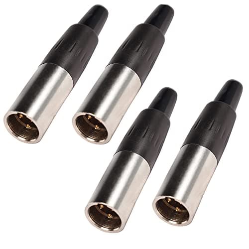 XMSJSIY Conector Mini XLR de 3 pines, adaptador, conector macho para micrófono, conector de audio para micrófono, extremos de cable Mini XLR, enchufe de audio M-Plug 4 unidades