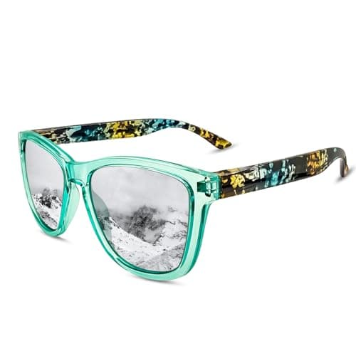 KANASTAL Gafas de sol Verde Espejo Plata Hombre y Mujer Polarizadas Óculos de Sol Cuadradas Clásicas Vintage Protección UV Men Sunglasses - Verde Montura Lentes Plateadas