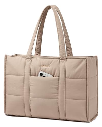 LOVEVOOK Bolso Mujer Grande, Puffer Bolso Tote Bag Bolsos para Universidad Shopper, 15,6 Pulgadas Bolso Portatil Ordenador para Trabajo Oficina Universitarias