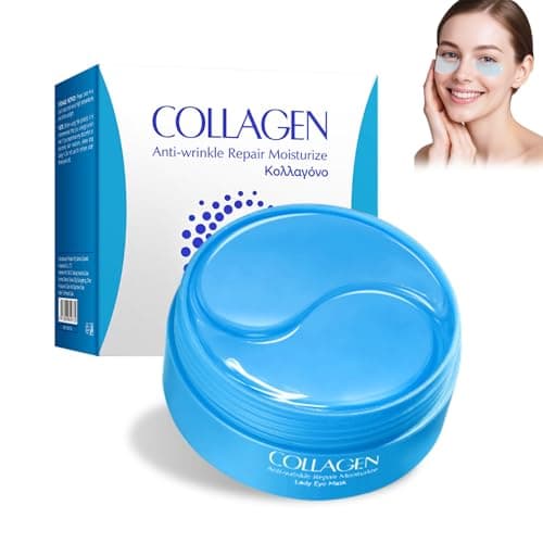 60 Parches Ojos Bolsas y Ojeras,Eye Patches Hidratantes con Colágeno y Ácido Hialurónico,Parches Ojos Antiarrugas para Mirada Fresca y Reafirmante (blu001)