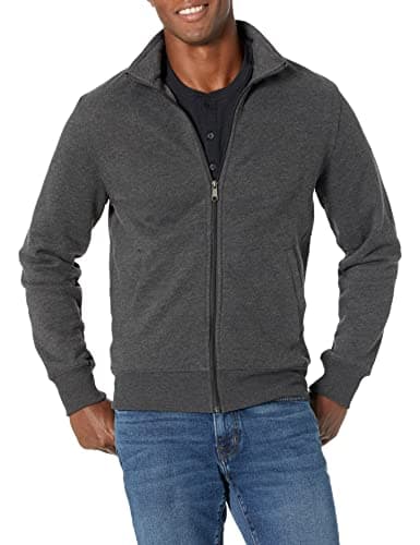 Amazon Essentials Sudadera de Forro Polar con Cremallera y Cuello Semicisne, Corte Estándar y Peso Medio Hombre, Carbón Mezcla, M