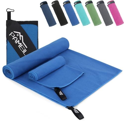 Pameil Toalla Gimnasio Juego de 2 (Toalla Microfibra 160x80 cm + Toalla Pequeña 80x40 cm), Compactas y de Secado Rápido-Toallas Gimnasio Deportes y Fitness (Azul Real)
