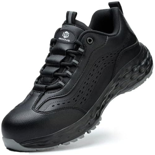 Zapatos de Seguridad para Hombre Mujer Calzado de Seguridad Antideslizante Comodo Zapatillas de Trabajo con Punteras de Acero Transpirable Negro 37