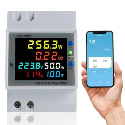 BOSYTRO Wifi Medidor de Energía, Contador de Energía Monofásico, Medidor de Energía Digital 6 en 1 AC40~300V 100A Voltímetro Amperímetro Carril Din, Adecuado para la medición del consumo eléctrico