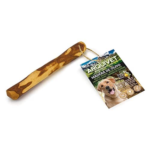 Arquivet Madera de Olivo - Mordedor para Perros M (101-220 gr/21-26 cm) - Rama de Madera bañada en Aceite de Oliva - Procedente de la poda necesaria - Juguete de Origen Natural