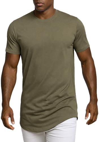 Leif Nelson Camiseta para Hombre con Cuello Redondo LN-8281 Caqui Medium