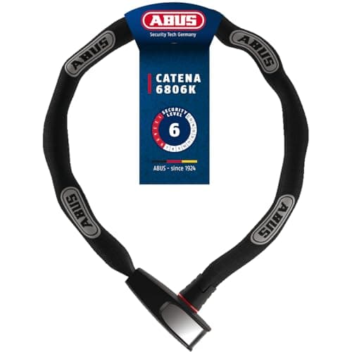 ABUS Antirrobo de cadena Catena 6806K - Antirrobo de bicicleta ligero de acero endurecido con tubo textil de moda - Cadena cuadrada con nivel de seguridad 6
