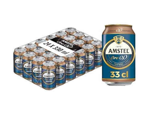Amstel Oro 0,0 Cerveza Tostada Sin alcohol Pack Lata, 24 x 33cl