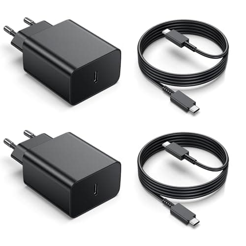 45W Cargador USB C 2Pack, Cargador para Samsung Carga Rapida Compatible con Samsung Galaxy S25 Plus Ultra/S25+/S24/S23/S22/S21/S20/S10/Note20/10/A73/A53 con 2M Cable, Tipo C Enchufe Carga Adaptador