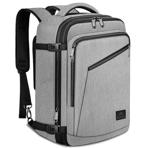 MATEIN Mochila Avion 40x20x25 Ryanair, Extensible Mochila Viaje Cabina Avion Ligera y Compacta Equipaje de Mano Resistente Impermeable con Correa para Maleta y Asas para Viaje, Trabajo, Escuela, Gris