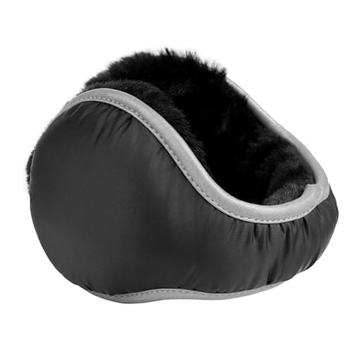 Harssidanzar Orejeras de invierno para mujer y hombre, orejeras plegables y cálidas ajustables HU308EU, Negro
