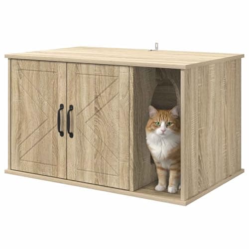 vidaXL Casa para Gatos Sonoma 85 x 55 x 50 cm Madera de ingeniería, Casa de Gato Rectangular, Refugio Moderno de Madera, Espacio Duradero y Estiloso para tu Mascota