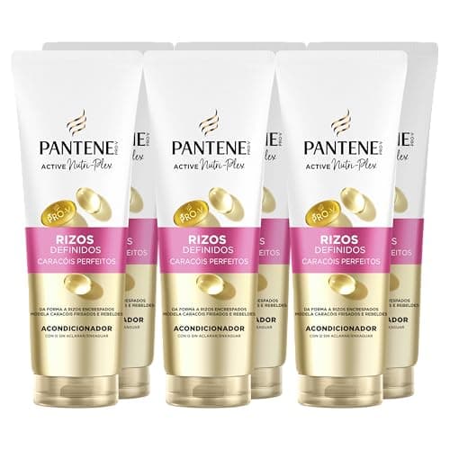 Pantene Pro-V Rizos Definidos Acondicionador 6x160ml para Rizos Rebeldes y Encrespados. Uso Diario. Provitamina B5 y mezcla de Nutrientes. Sin Aceites Minerales ni Colorantes. Active Nutri-Plex
