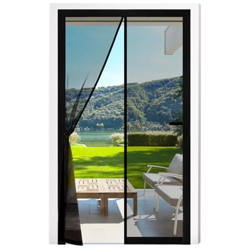 Fillis Mosquitera Magnética para Puerta, 100x200cm Mosquitera de Fibra de Vidrio para Puerta de Balcón Sin Taladrar Cortina Magnética para Balcón Salón Dormitorio Puerta de Patio, Negro