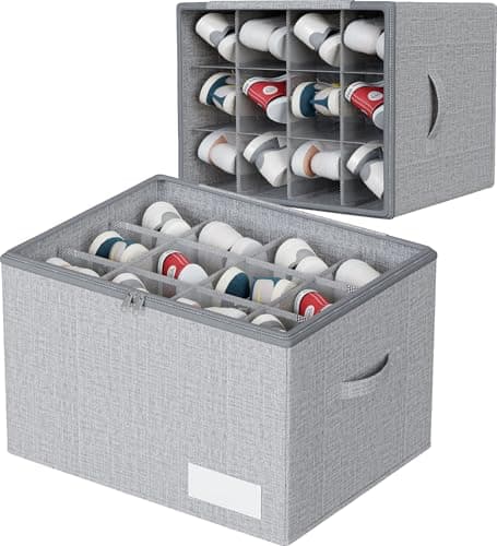WANGIRL Organizador Zapatos Armario, Caben 12 Pares, Cajas Almacenaje Zapatos Plegable, Organizador de Zapatos con Tapa Transparente, Soporte Inferior y Asas Reforzadas - Gris