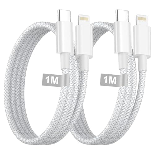 Cable iPhone Carga Rapida 1M 2Pack, [MFi Certificado] Cable USB C a Lightning Nailon Trenzado Cordón Cabo Lightning cable Cargador iPhone para Apple iphone 14 13 11 Pro Max X 8 6s Plus SE iPad,AirPods
