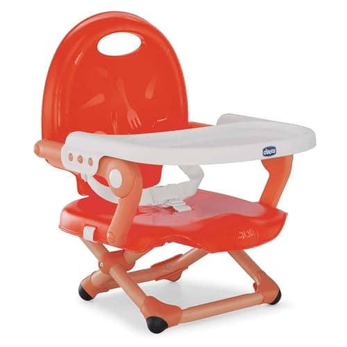 Chicco Pocket Snack Alzador de Silla para Niños para Comer, Apto de 6 Meses hasta 3 Años (15 kg), Trona de Viaje Portátil y Ajustable para Bebés, Compacta y con Bandeja Desmontable - Rojo