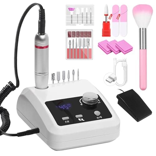 CozyZen Taladro eléctrico de uñas profesional: 45000 RPM Kit de lima de uñas con pantalla LCD, control de manos y pies de bajo ruido para acrílico, uñas de gel, manicura y pedicura, uso doméstico y