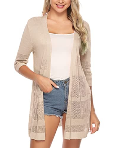 Sykooria Cárdigan Mujer Largo Manga Larga Chaqueta de Punto Mujer Elegante Cardigan Chaleco Mujer Casual para Primavera Verano Otoño Invierno