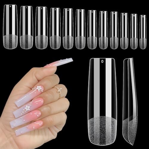 Uñas Postizas Tips Uñas Acrilicas: 240 Piezas Largo Cobertura Completa Uñas Postizas Gel para Principiantes - Duradero Tips Soft Gel Nails para Salón Casa Diy - 12 Tamaños