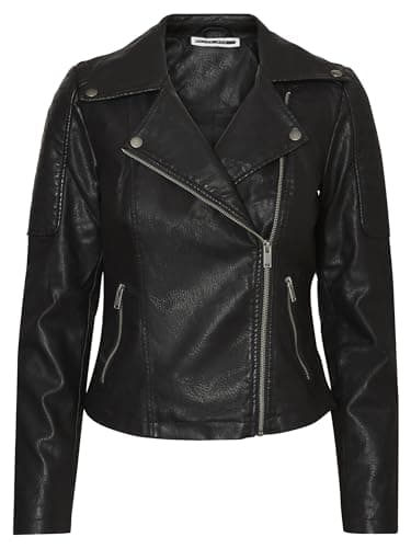 NOISY MAY NMRebel PU Jacket Mujer Chaqueta imitación cuero Negro M 100% poliéster