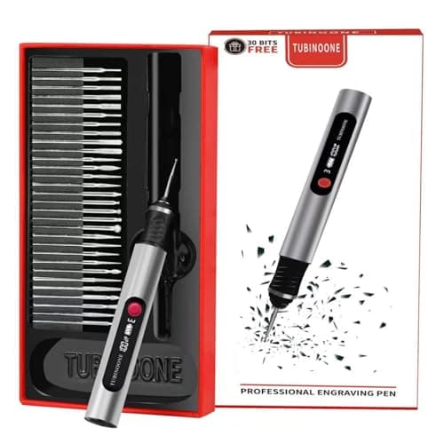 TUBINOONE Bolígrafo de grabado, herramienta portátil inalámbrica definitiva para artistas y aficionados al bricolaje, graba más de 50 superficies, apto para principiantes, recargable, 30 puntas