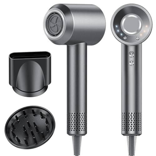 Secador de Pelo, Secador Pelo Profesional Iónico Portátil 160000 RPM, Secado Rápido, 500M Iones, Control de Temperatura, Con Difusor Magnético y Boquilla, 4 Niveles de Temperatura y 3 Velocidades