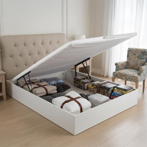ROYAL SLEEP Canapé Abatible de Madera | 90x190 | Montaje y Retirada de Usado Incluido | Gran Capacidad | Tapa 3D Transpirable | 32 cm | Color Blanco | Space Bed