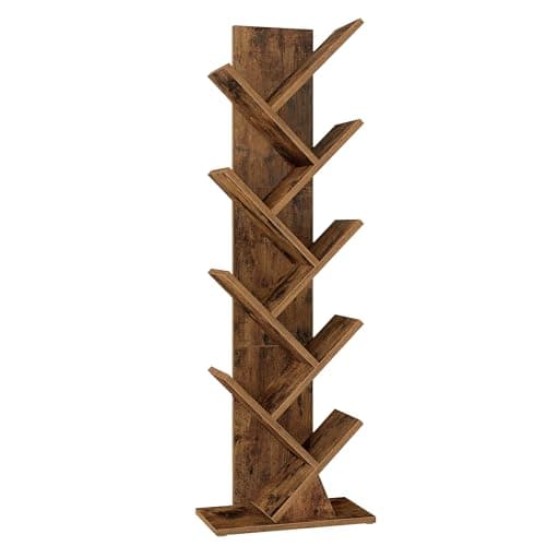 VASAGLE Custos Colección - Estantería en Forma de Árbol, Estantería de Pie Moderna Autoportante, Dormitorio, Salón, Estudio, 20 x 38 x 115,2 cm, Blanco Nube LBC609WB02