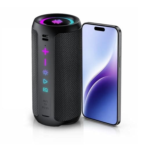 TIMU Altavoz Bluetooth 5.4 Potente, 25W Altavoces Bluetooth con 2 Modos EQ, Correa de Transporte, Compatible con PC, 8 Modos RGB, 24H de Reproducción, Emparejamiento TWS, IPX7, Micro SD y AUX