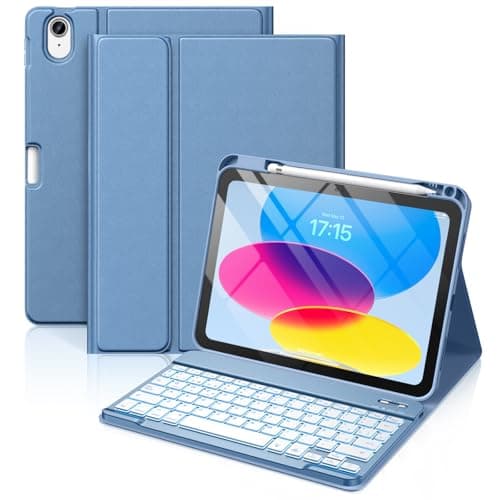 Vobafe Teclado for iPad 10 Generación 2022/11 Generación A16 2025 (10.9/11 Pulgada), QWERTY Español Ñ, Retroiluminado de 7 Colores Bluetooth Magnéticamente Teclado para iPad 10/11 Gen, Azul