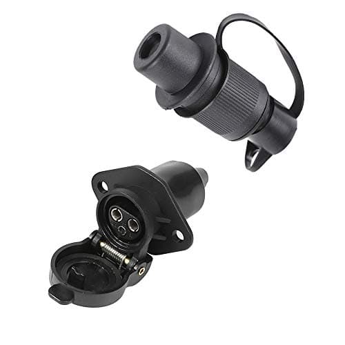 ETUKER Enchufes de Remolque 3 Pines & Zócalo de Remolque 3 Pines, 12V Impermeable Conector Remolques Enchufe Remolque 3 Pines y Zócalo, Adecuado para Camión/Caravana/RV/Remolque(2 Puntos De Montaje)