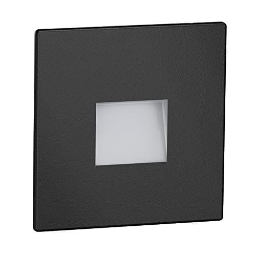 ledscom.de Lámpara LED para escaleras/plafón empotrable FOW para interior y exterior, downlight, angular, negro, 85 x 85mm, blanco cálido