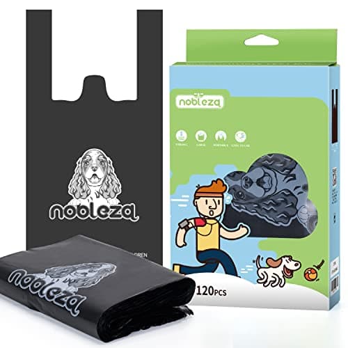 Nobleza Bolsa Excremento Perro, Bolsas Caca Perro con Asas sin Perfume, Extra Gruesas Bolsas Caca Perros Resistentes a Fugas - 18 x 34 cm con Asas, 120 Bolsas