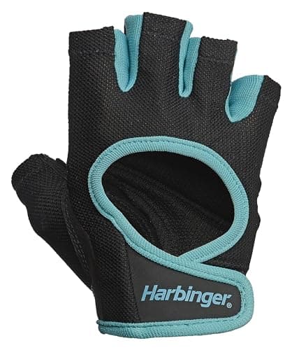 Harbinger Power Women's Guantes de Levantamiento de Pesas- Cómodo, Ligero y Transpirable, con Ajuste de Gancho y Bucle en la muñeca, Ideal para Principiantes y Entrenamientos moderados,L,Azul