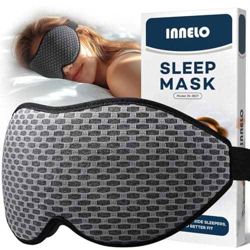 INNELO Máscara de Dormir 3D para Hombres y Mujeres, Versión Mejorada 2025 para Durmientes Laterales, Antifaz con 100% de Bloqueo de Luz, con Órbitas Oculares Cómodas y Sin Presión para Viajes, Gris