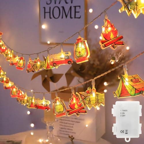 Artrastar Guirnalda Luces Camping Exterior 2.5M 20LED Luz Batería Temporizador IP65 Adecuada Para Decoraciones Camping Al Aire Libre Jardín Fiestas