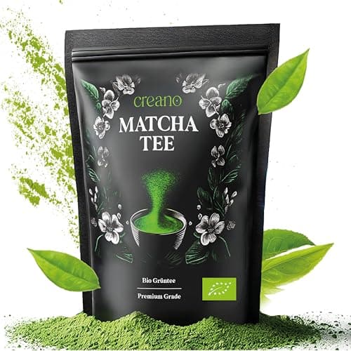 Creano Té Matcha Bio 100 g – Grado Premium – Ideal para beber – Té verde para Matcha Latte, batidos y té de burbujas