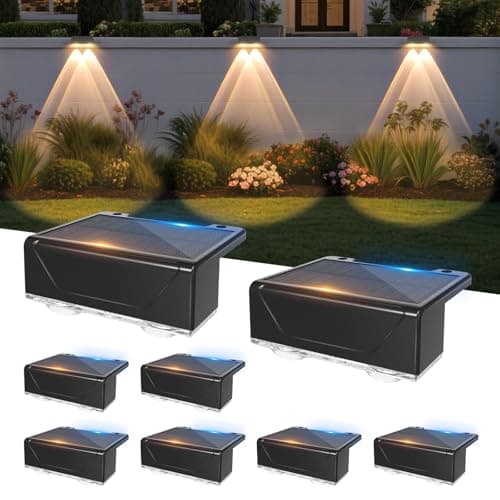 Liyade Lámparas solares para jardín exterior, 8 unidades, lámpara de pared solar para exteriores, resistente al agua, luces solares con 3 modos de luz, luces de cubierta para valla, escalones