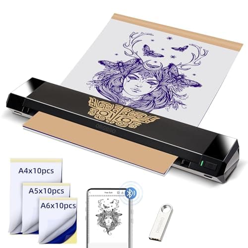 ORGBRO X8 Termocopiadora Tattoo, Impresora Térmica Tattoo Bluetooth con 30 Hojas de Papel de Transferencia, Maquina de Tatuar para Principiantes y Artistas del Tatuaje, Compatible con TeléFonos/Pc