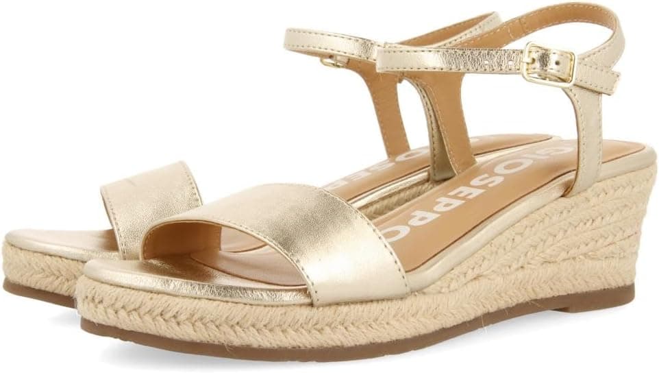 GIOSEPPO Sandalias DE Piel Negras con CUÑA DE Yute para Mujer YALAHA