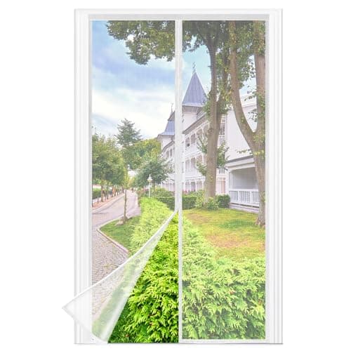Mosquitera Puerta Magnetica - 65 x 200 CM - Blanco, Mosquiteras para Puertas, Cierre Magnético de Arriba a Abajo, Automáticamente,Mantiene el Aire Fresco