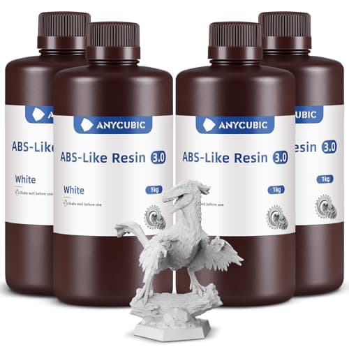 ANYCUBIC ABS-Like Resin 3.0, Resina para Impresora 3D con Excelente Dureza y Tenacidad, Alta Precisión, Bajo Olor 405 nm Resina Curable para Impresoras 3D de Resina, Blanco, 4000g