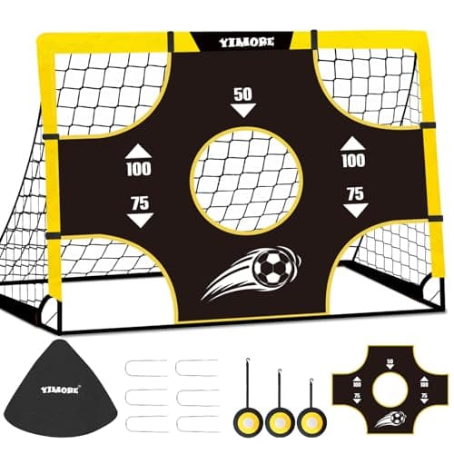 Yimore Portería Fútbol Niños Plegable, Mini Portería 120×90×90 cm para Jardín con Bolsa de Transporte, Ideal para 3-5 Años (120cm with 4 Models Yellow)
